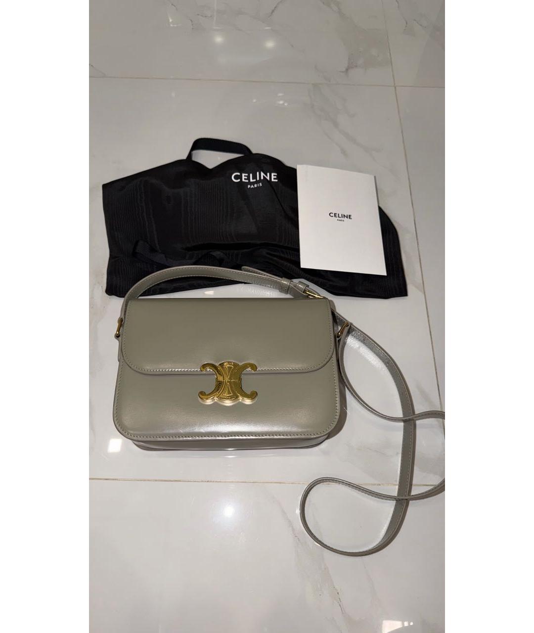 CELINE Серая кожаная сумка через плечо, фото 2