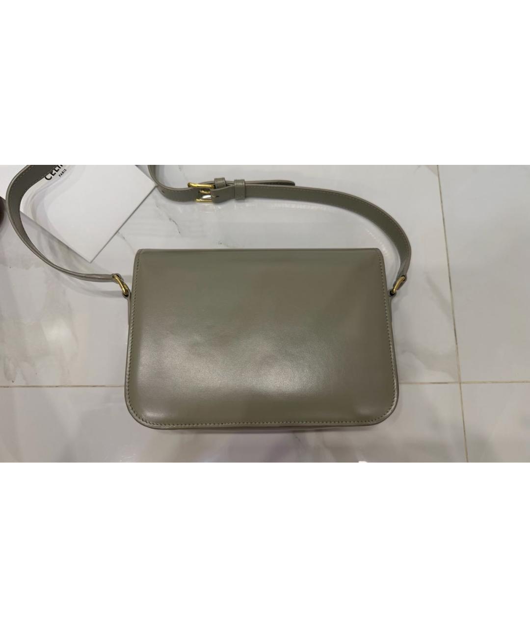 CELINE Серая кожаная сумка через плечо, фото 3