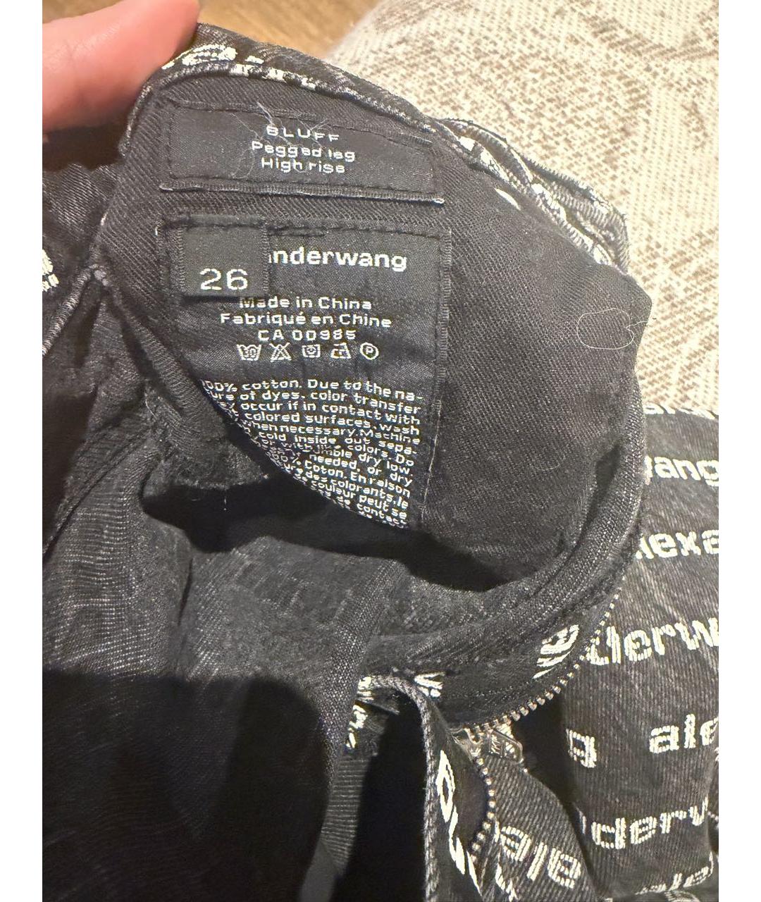 ALEXANDER WANG Антрацитовые хлопковые прямые джинсы, фото 5