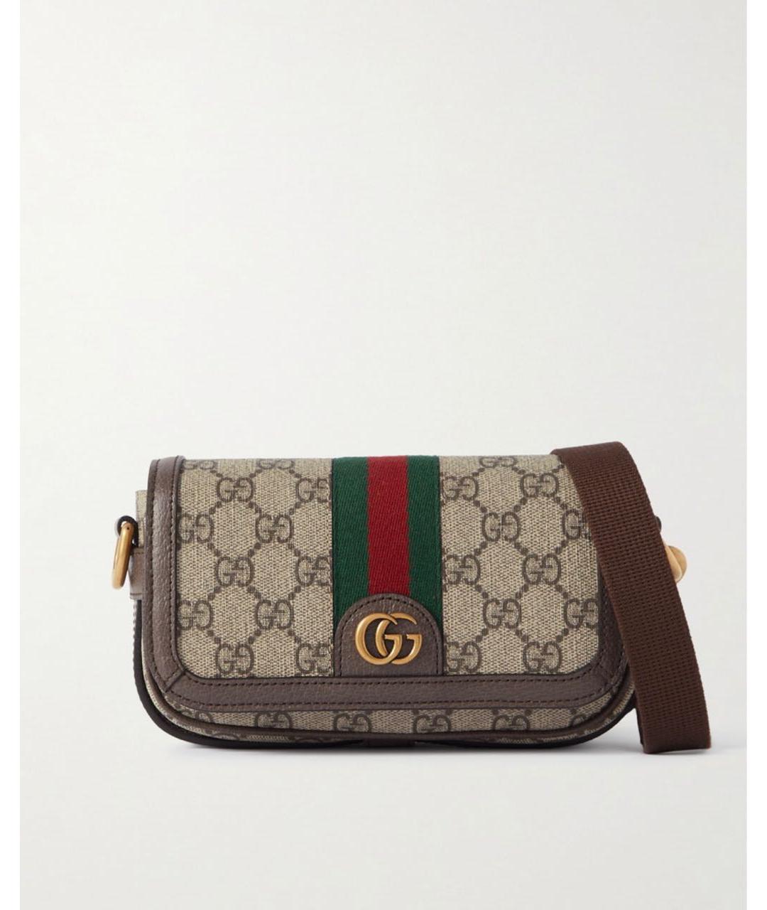 GUCCI Коричневая жаккардовая сумка через плечо, фото 6