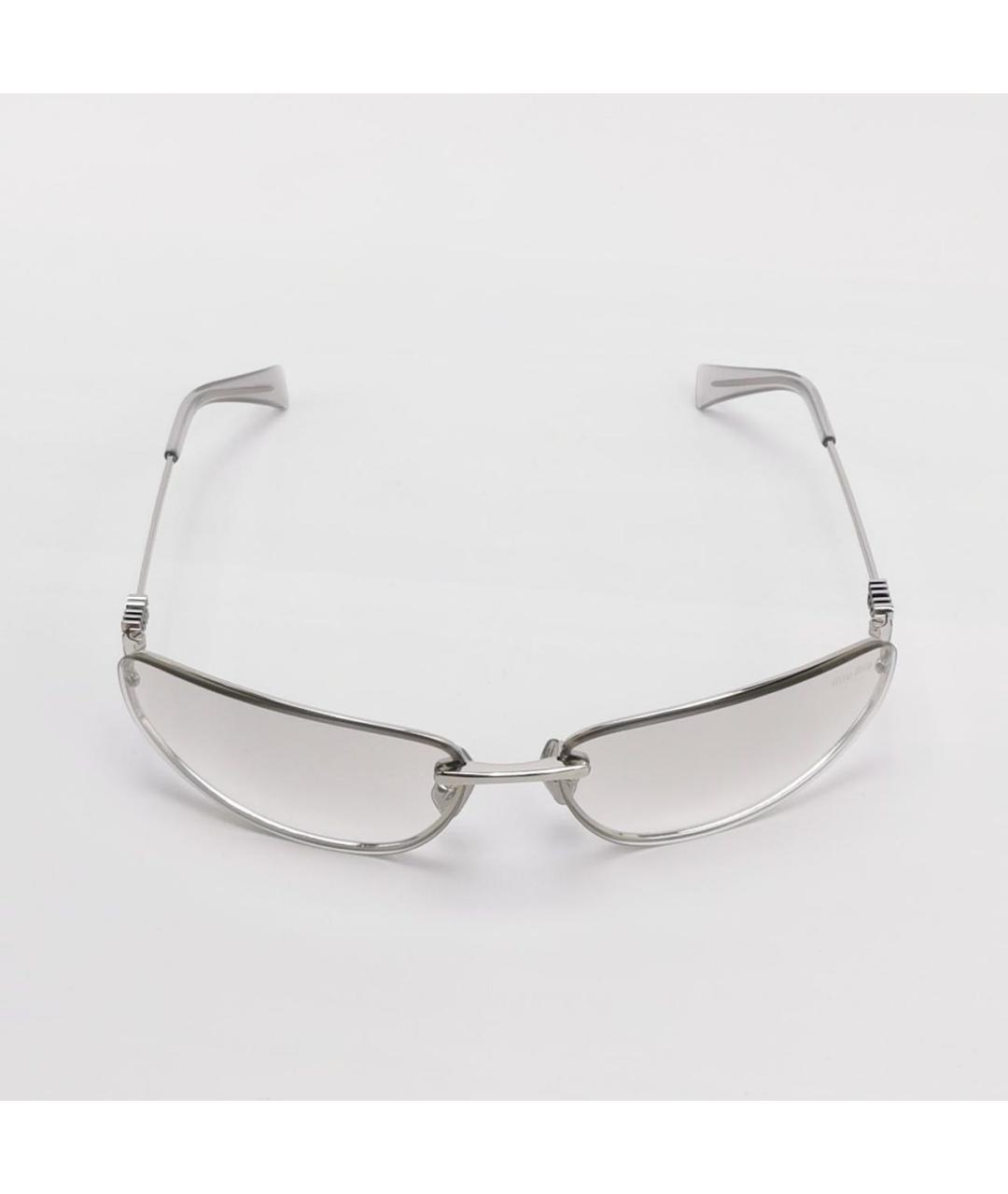 MIU MIU Серебряные металлические солнцезащитные очки, фото 2