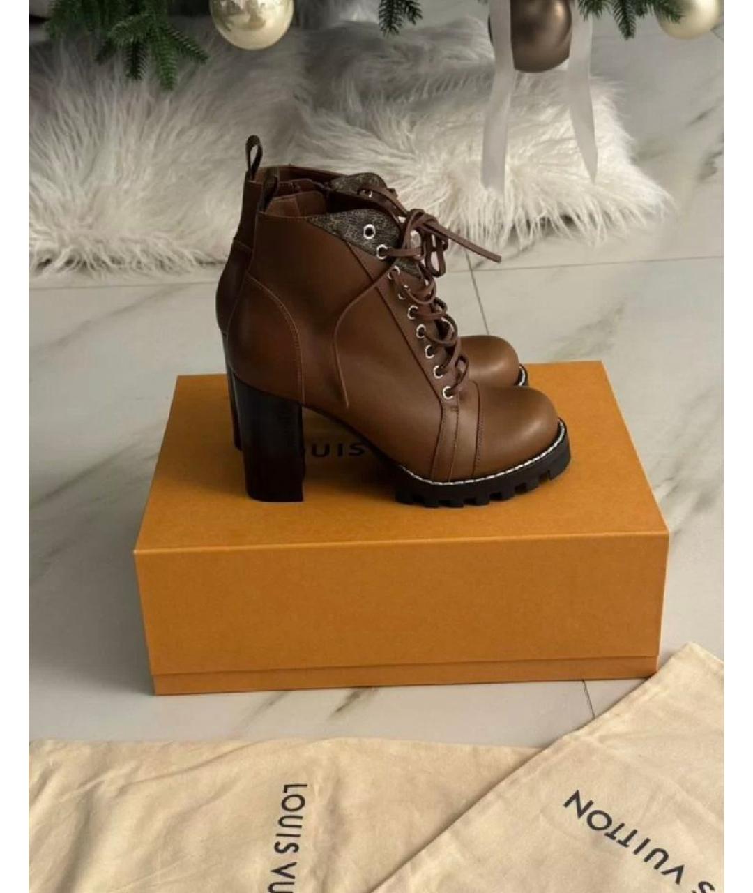 LOUIS VUITTON Оранжевое кожаные ботинки, фото 5