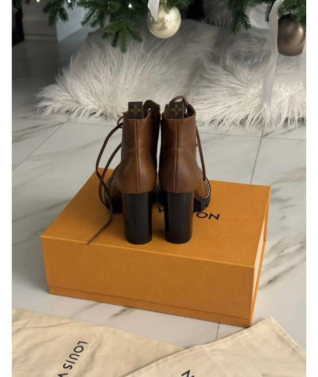 LOUIS VUITTON Оранжевое кожаные ботинки, фото 3