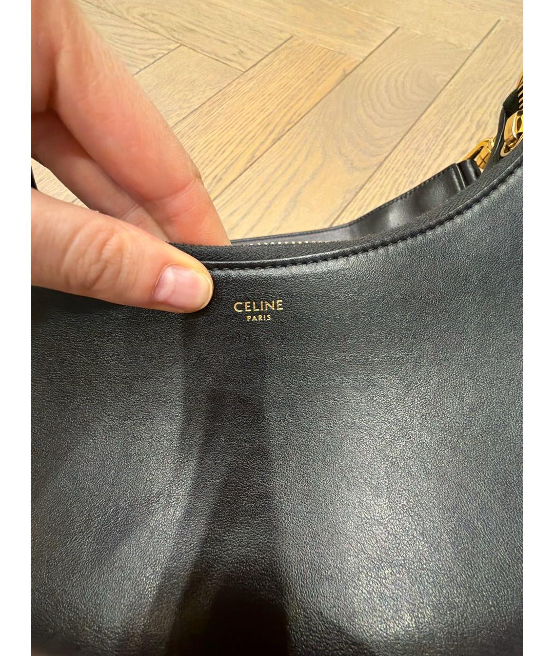 CELINE Черная кожаная сумка с короткими ручками, фото 8