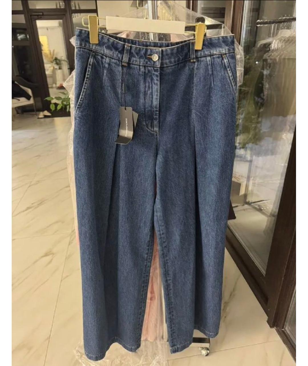 DOLCE&GABBANA Темно-синие хлопковые прямые джинсы, фото 5