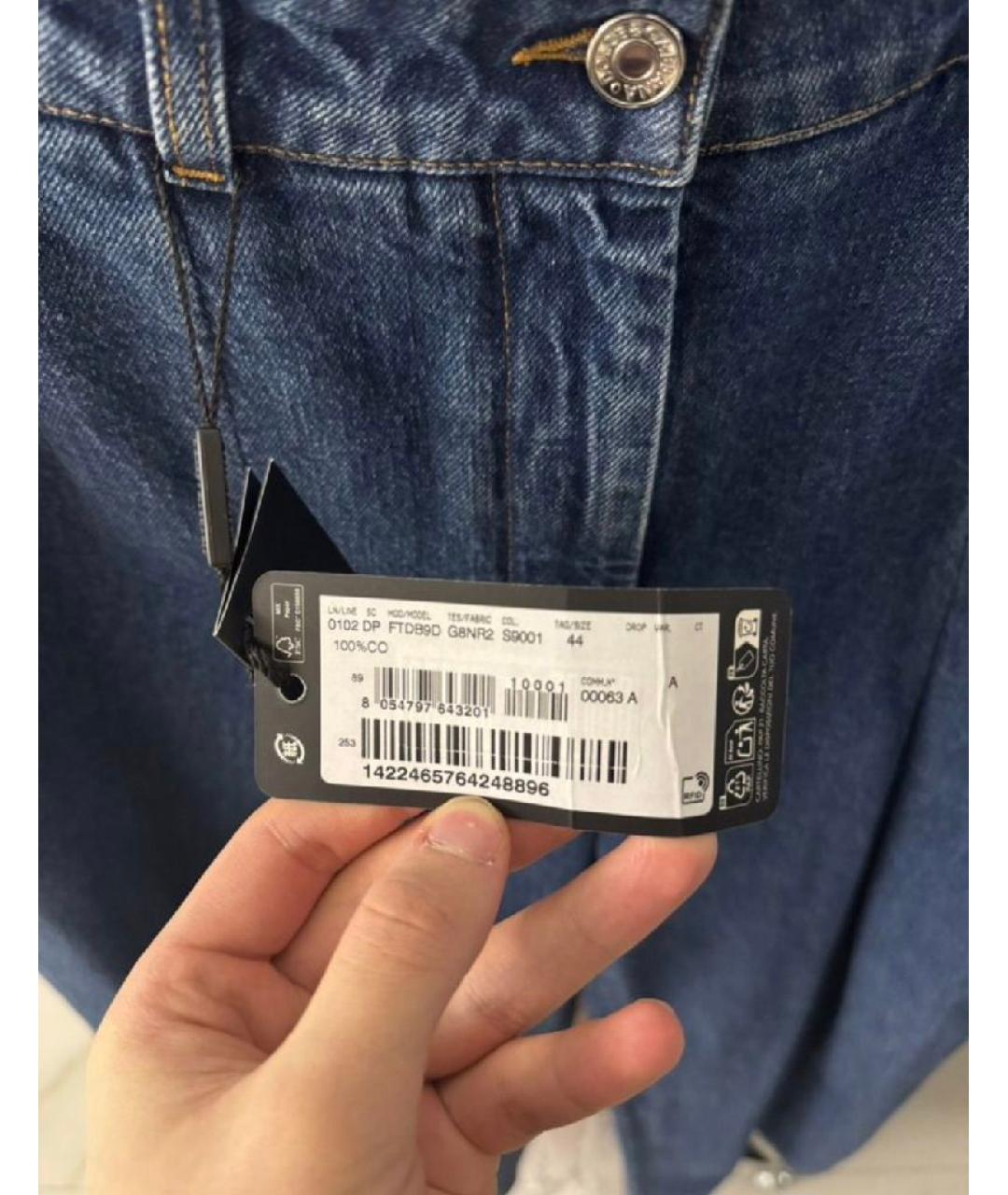 DOLCE&GABBANA Темно-синие хлопковые прямые джинсы, фото 3