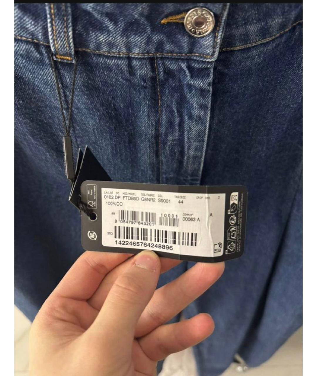 DOLCE&GABBANA Темно-синие хлопковые прямые джинсы, фото 4