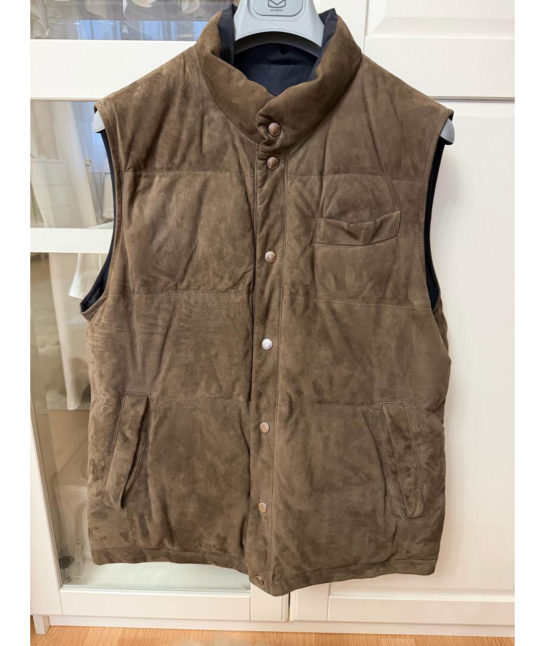 BRUNELLO CUCINELLI Бежевый замшевый жилет, фото 5