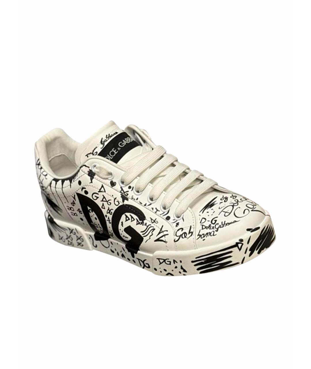 DOLCE&GABBANA Белые кожаные кеды, фото 1