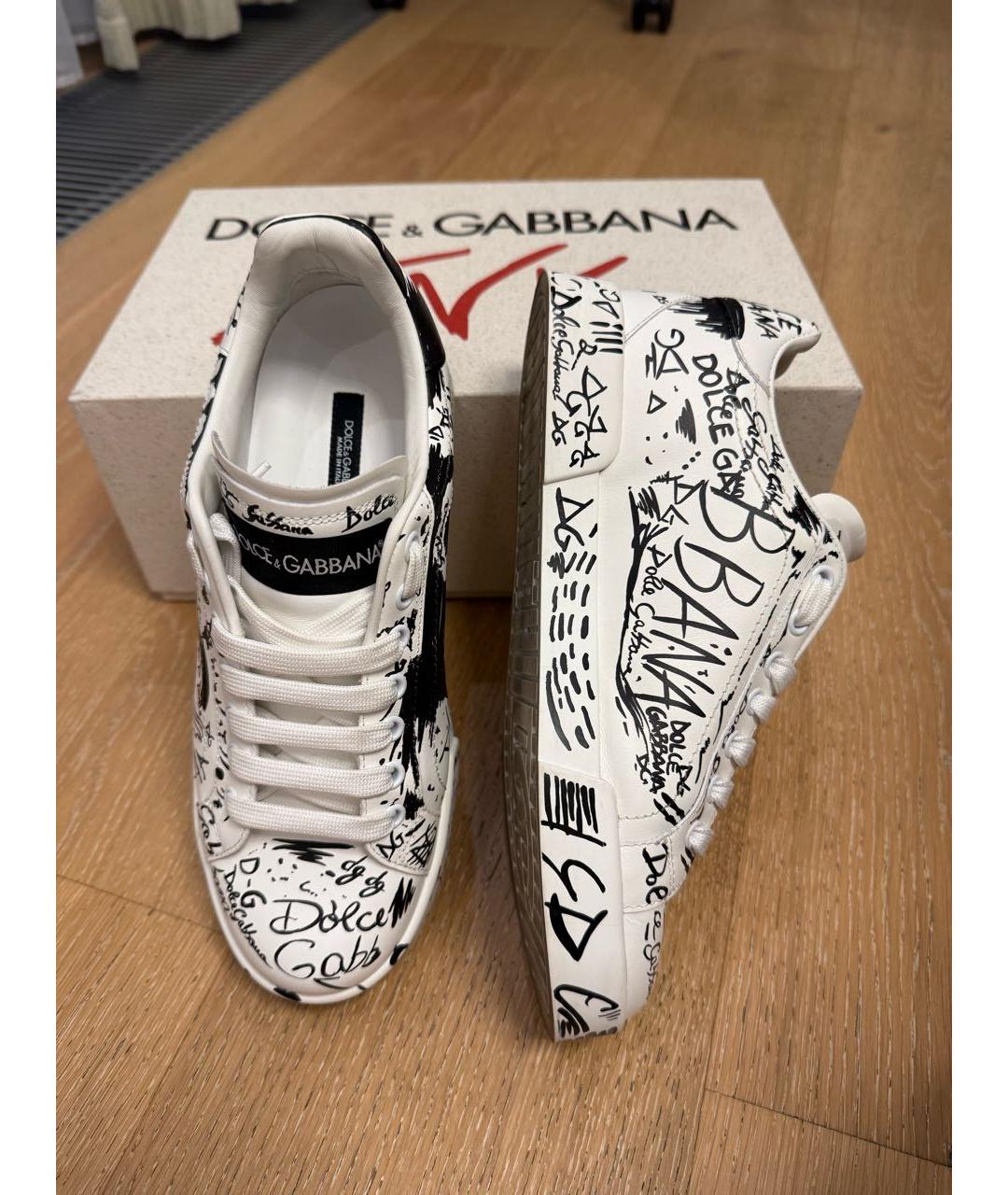 DOLCE&GABBANA Белые кожаные кеды, фото 9