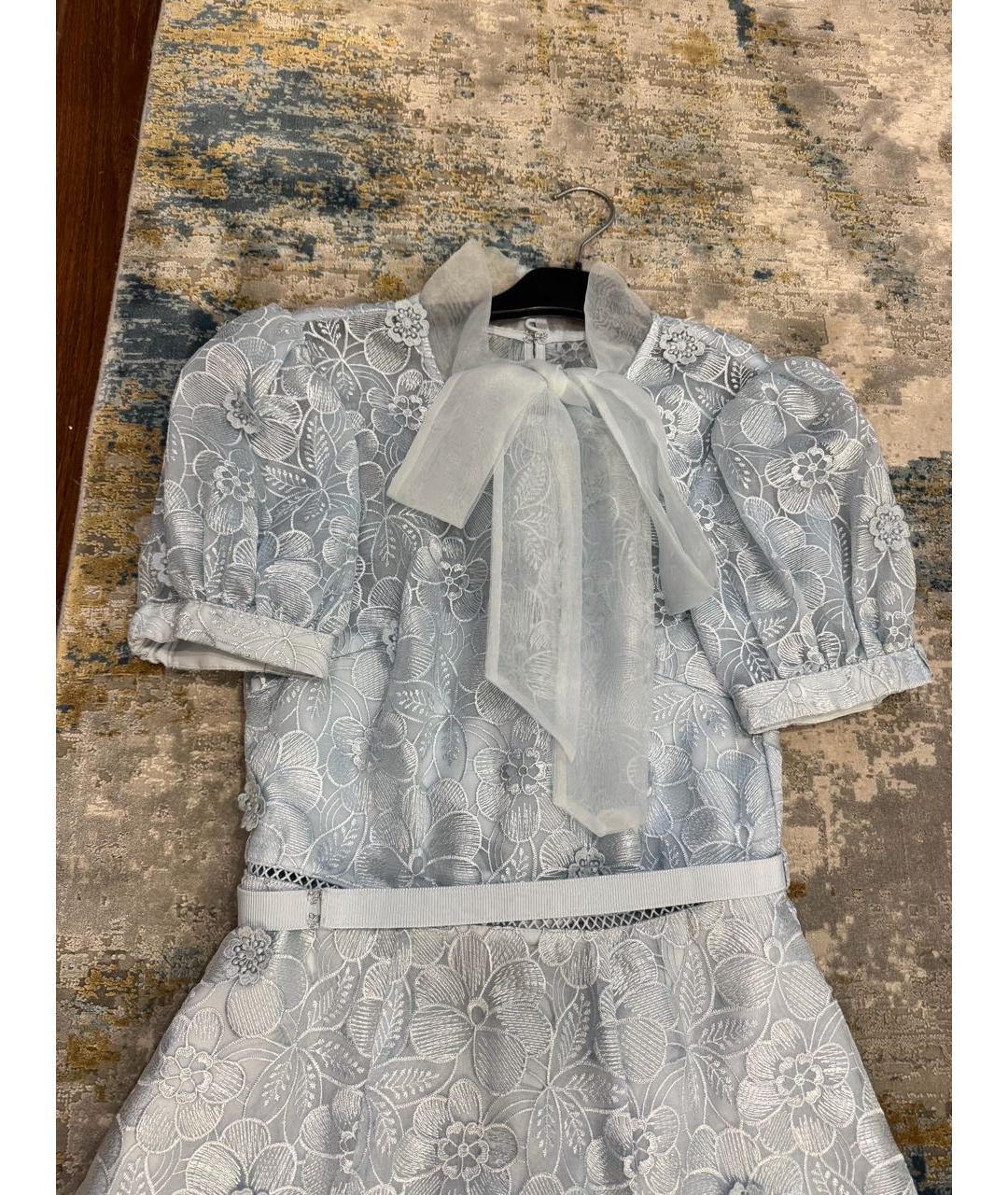 SELF-PORTRAIT Голубое полиамидовое коктейльное платье, фото 4