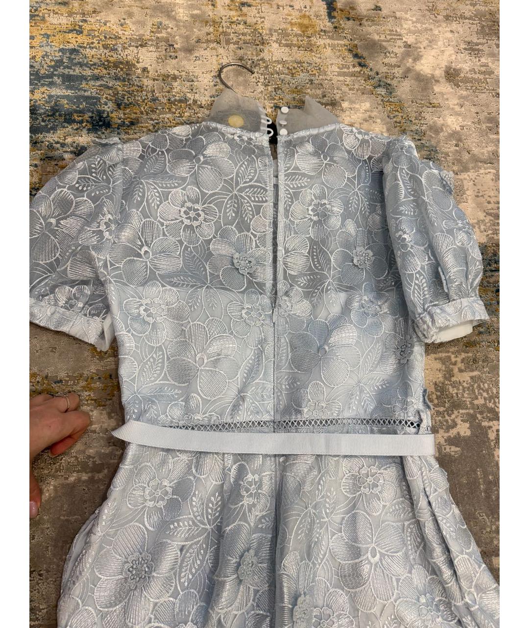 SELF-PORTRAIT Голубое полиамидовое коктейльное платье, фото 6