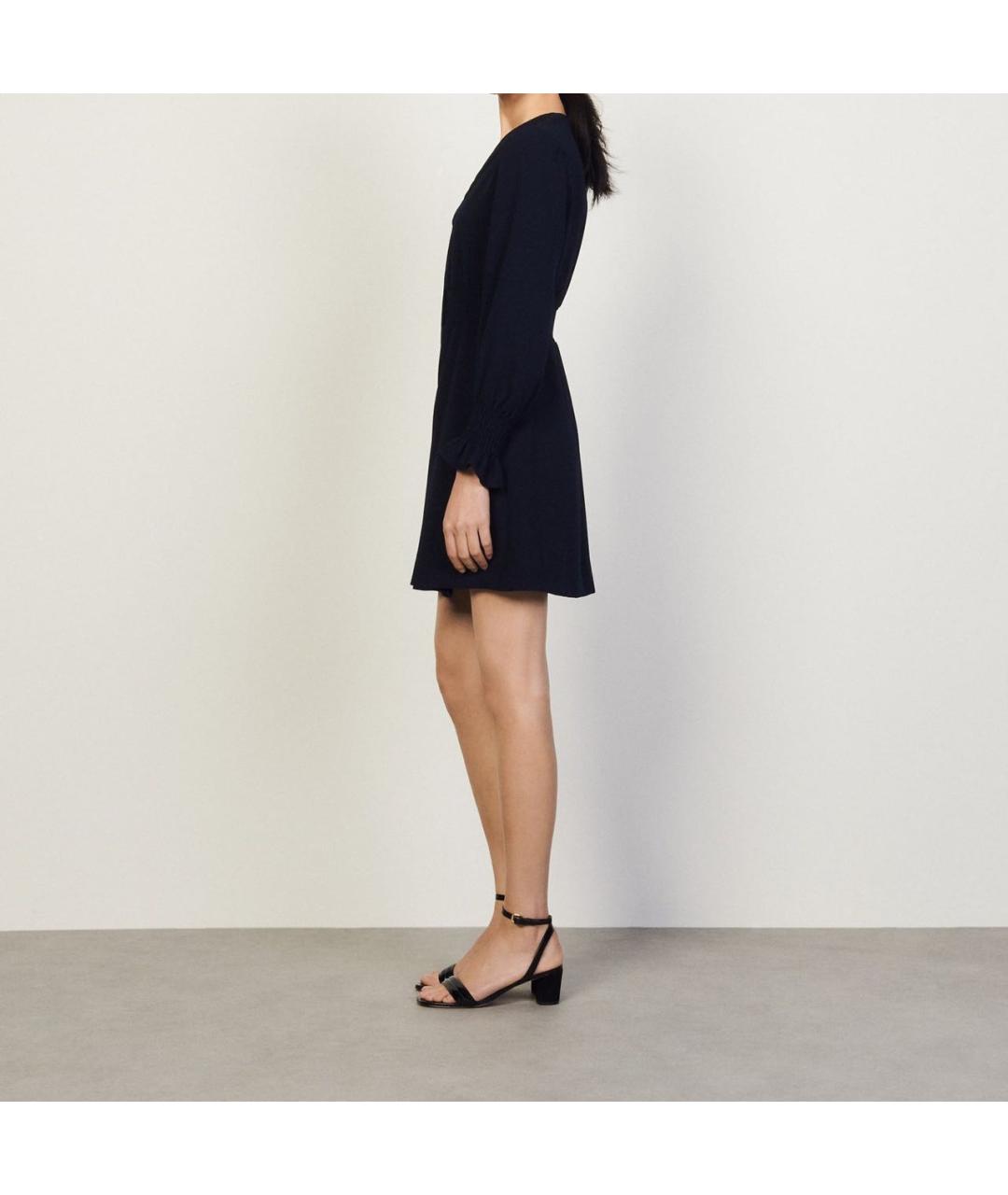 SANDRO Темно-синее полиэстеровое повседневное платье, фото 8