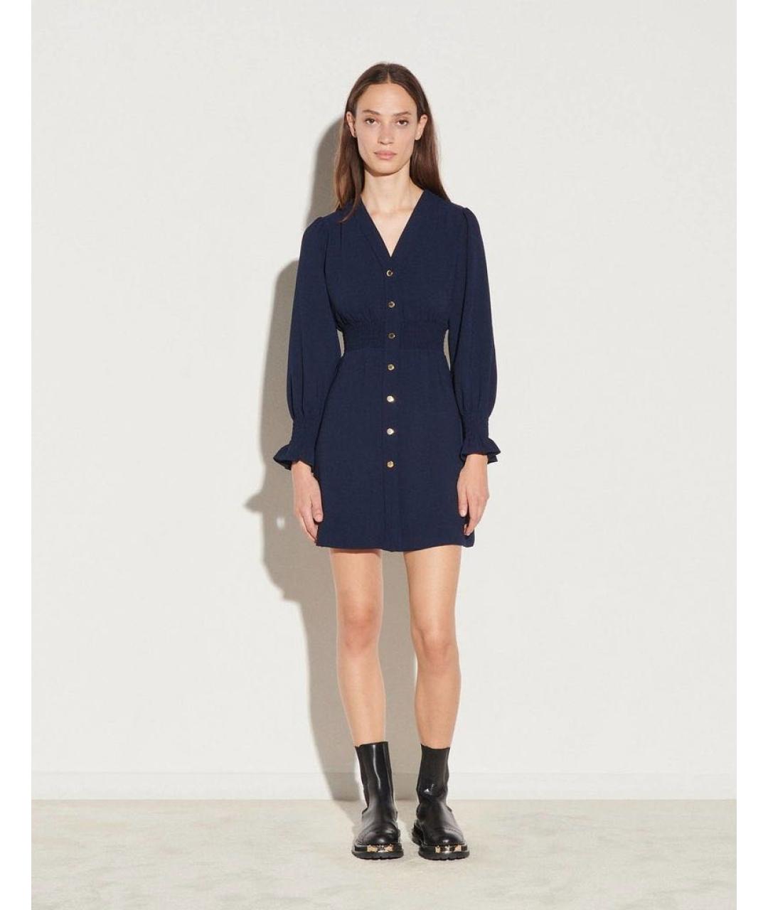 SANDRO Темно-синее полиэстеровое повседневное платье, фото 7