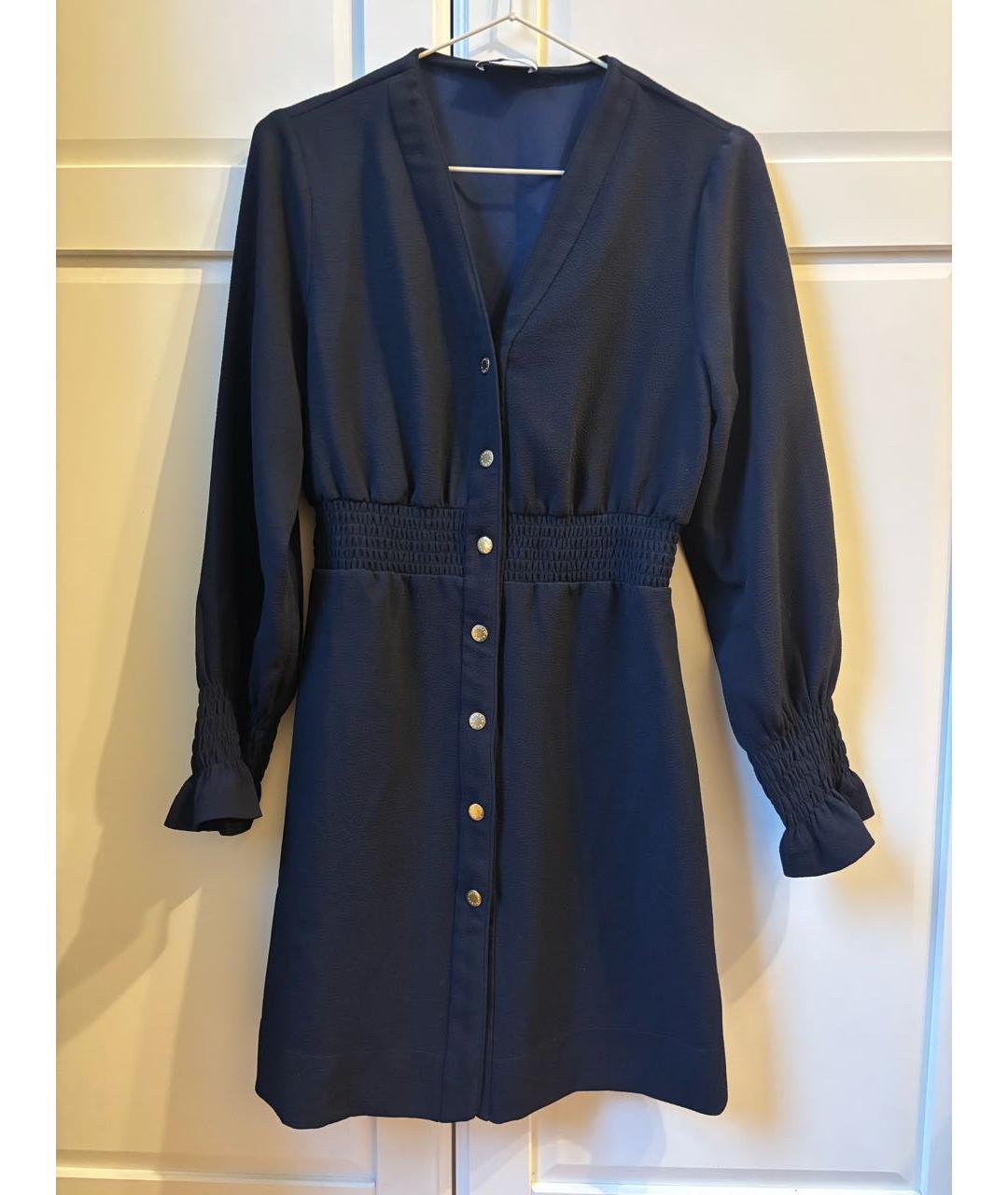 SANDRO Темно-синее полиэстеровое повседневное платье, фото 3