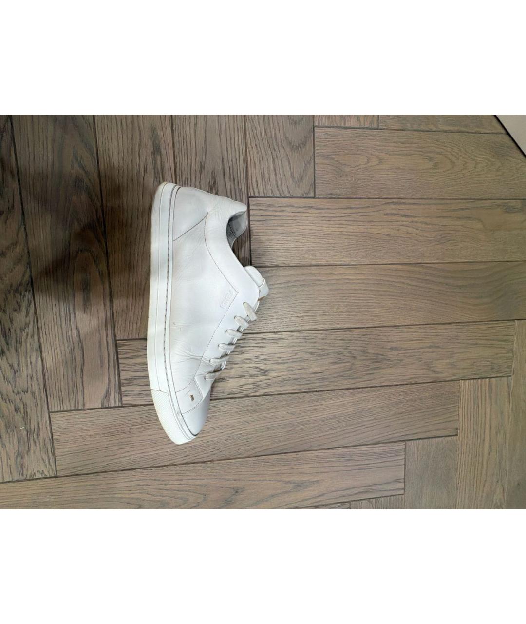 FENDI Белые кожаные низкие кроссовки / кеды, фото 9