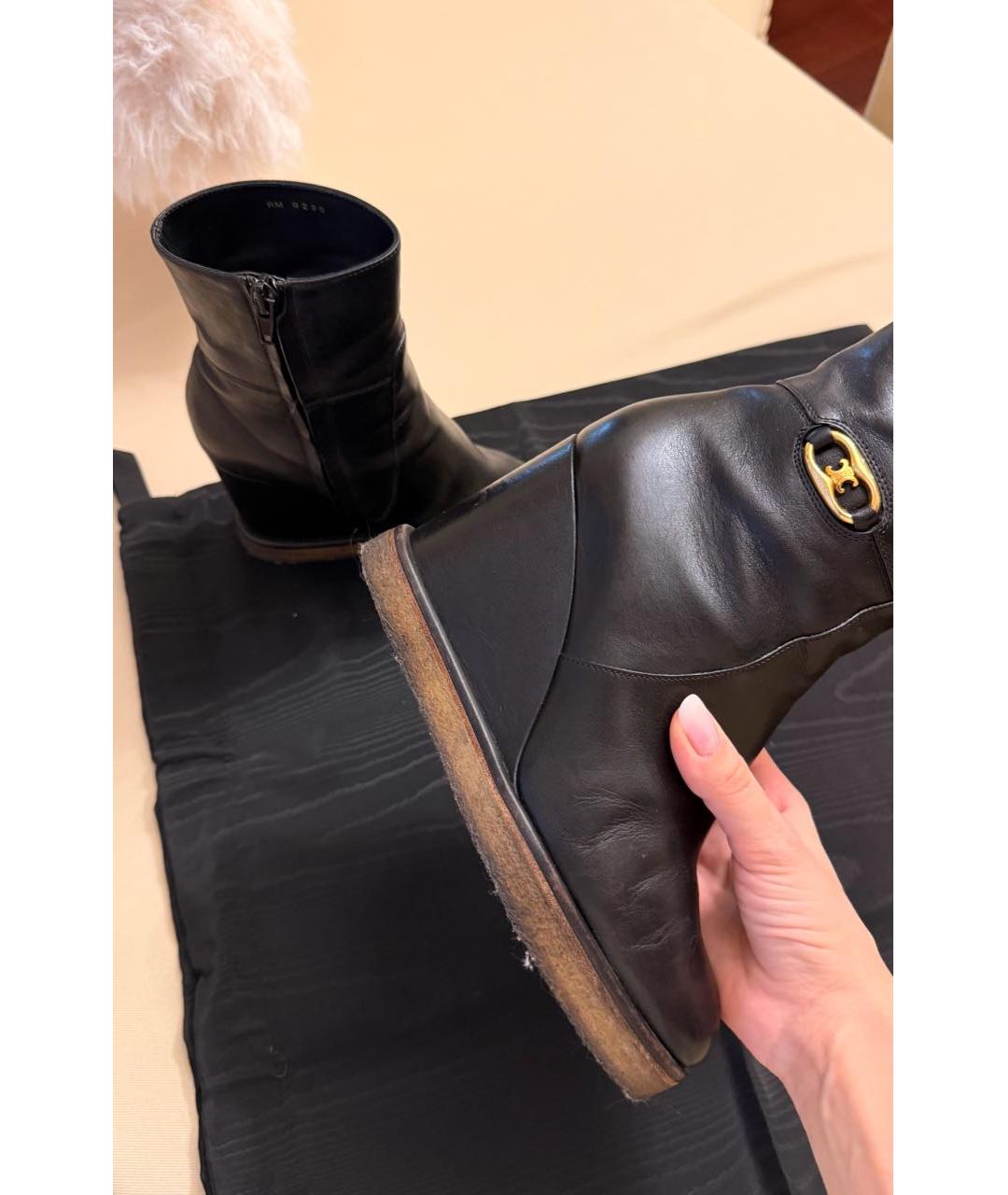 CELINE Черные кожаные ботильоны, фото 6