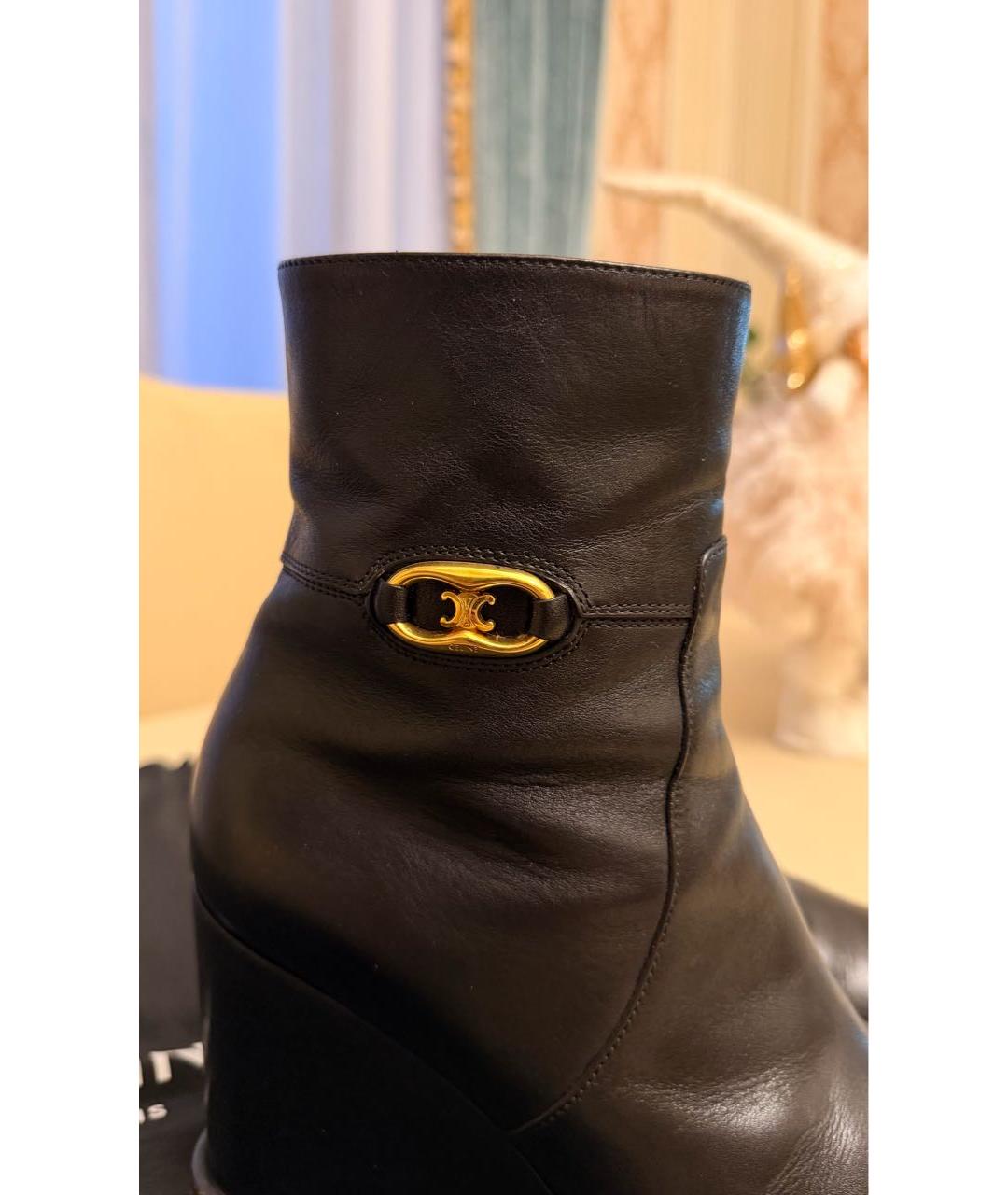 CELINE Черные кожаные ботильоны, фото 5