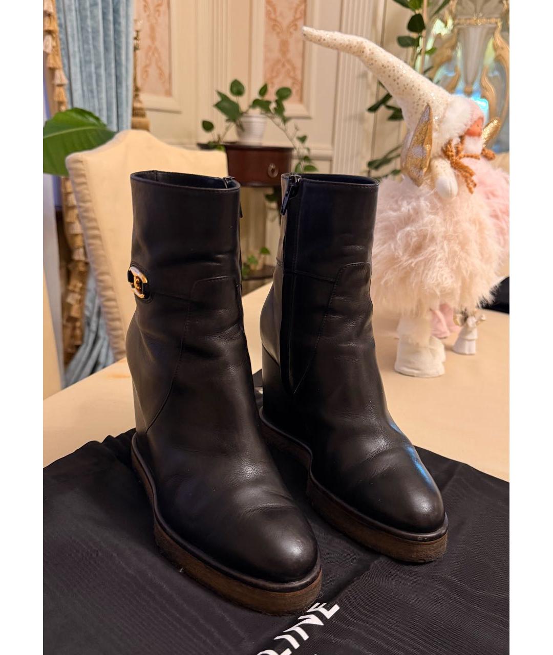 CELINE Черные кожаные ботильоны, фото 2