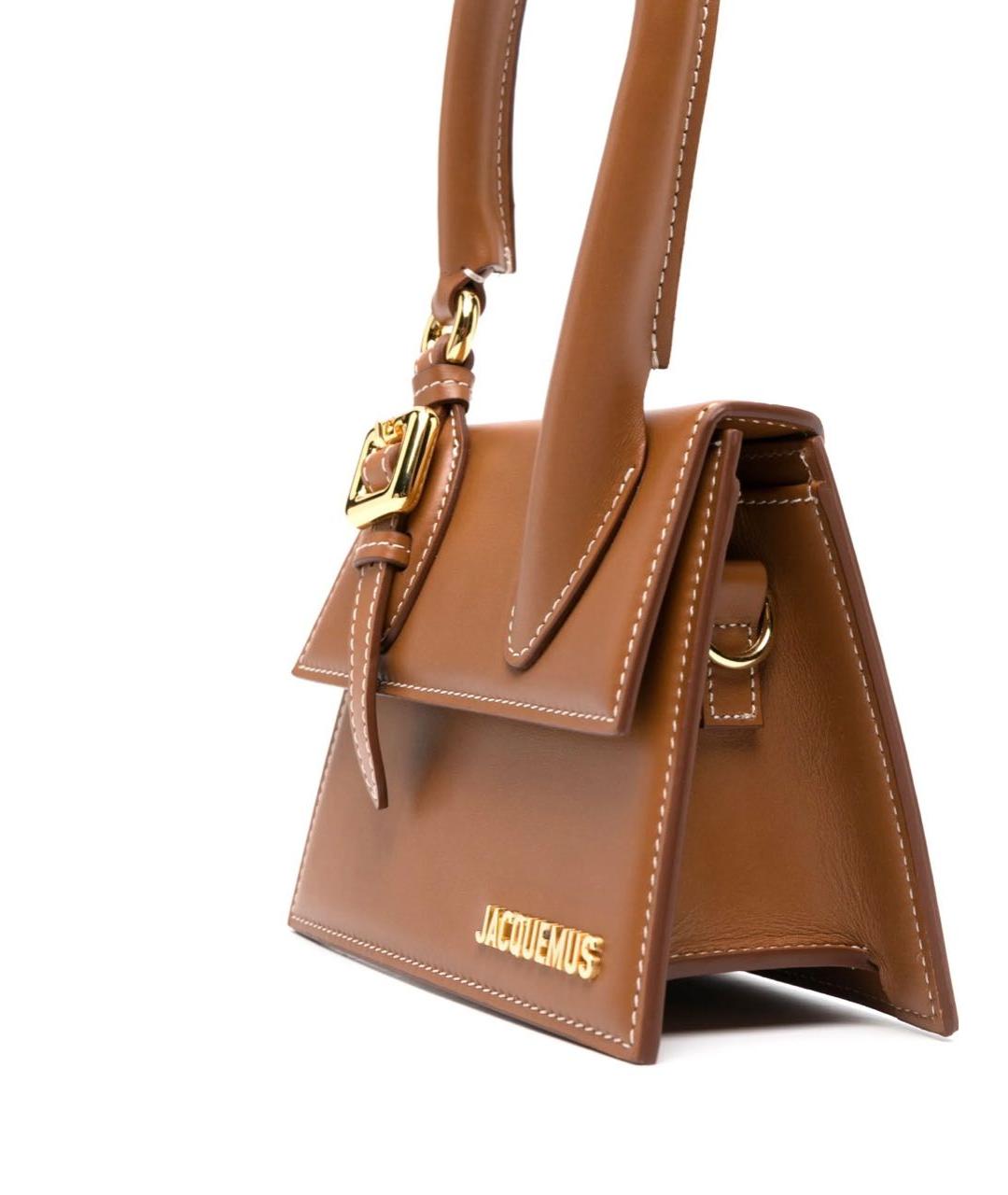 JACQUEMUS Коричневая кожаная сумка через плечо, фото 3