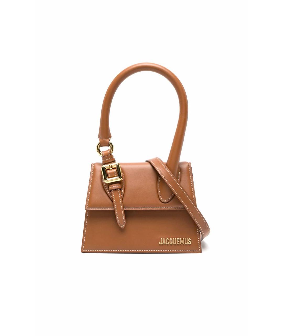 JACQUEMUS Коричневая кожаная сумка через плечо, фото 5