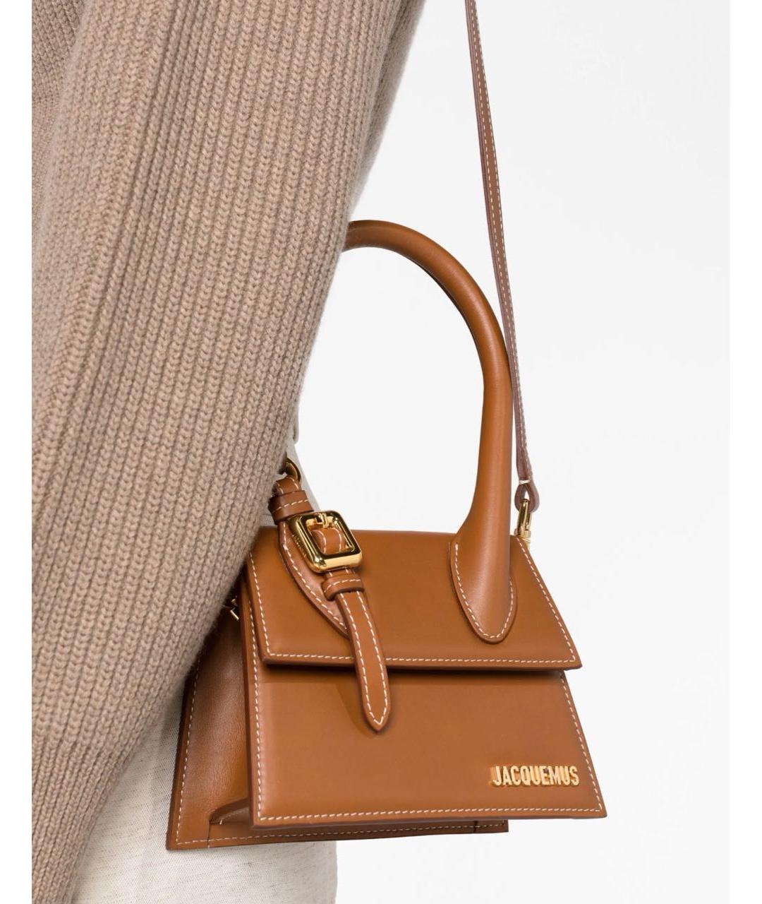 JACQUEMUS Коричневая кожаная сумка через плечо, фото 4