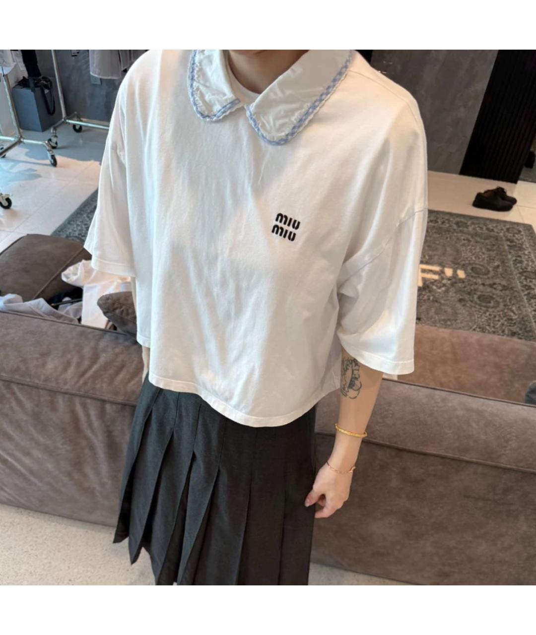 MIU MIU Белая хлопковая рубашка, фото 6