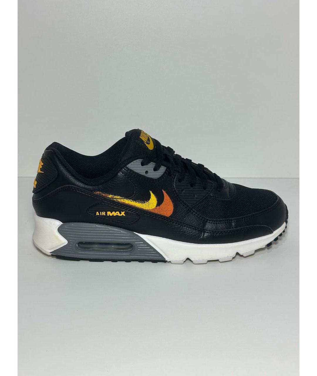 NIKE Черные кожаные низкие кроссовки / кеды, фото 9