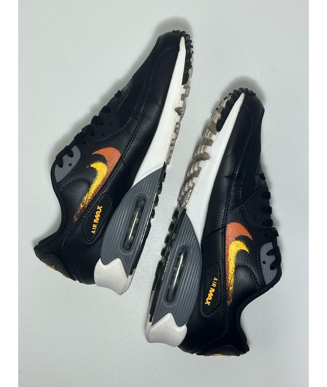 NIKE Черные кожаные низкие кроссовки / кеды, фото 7