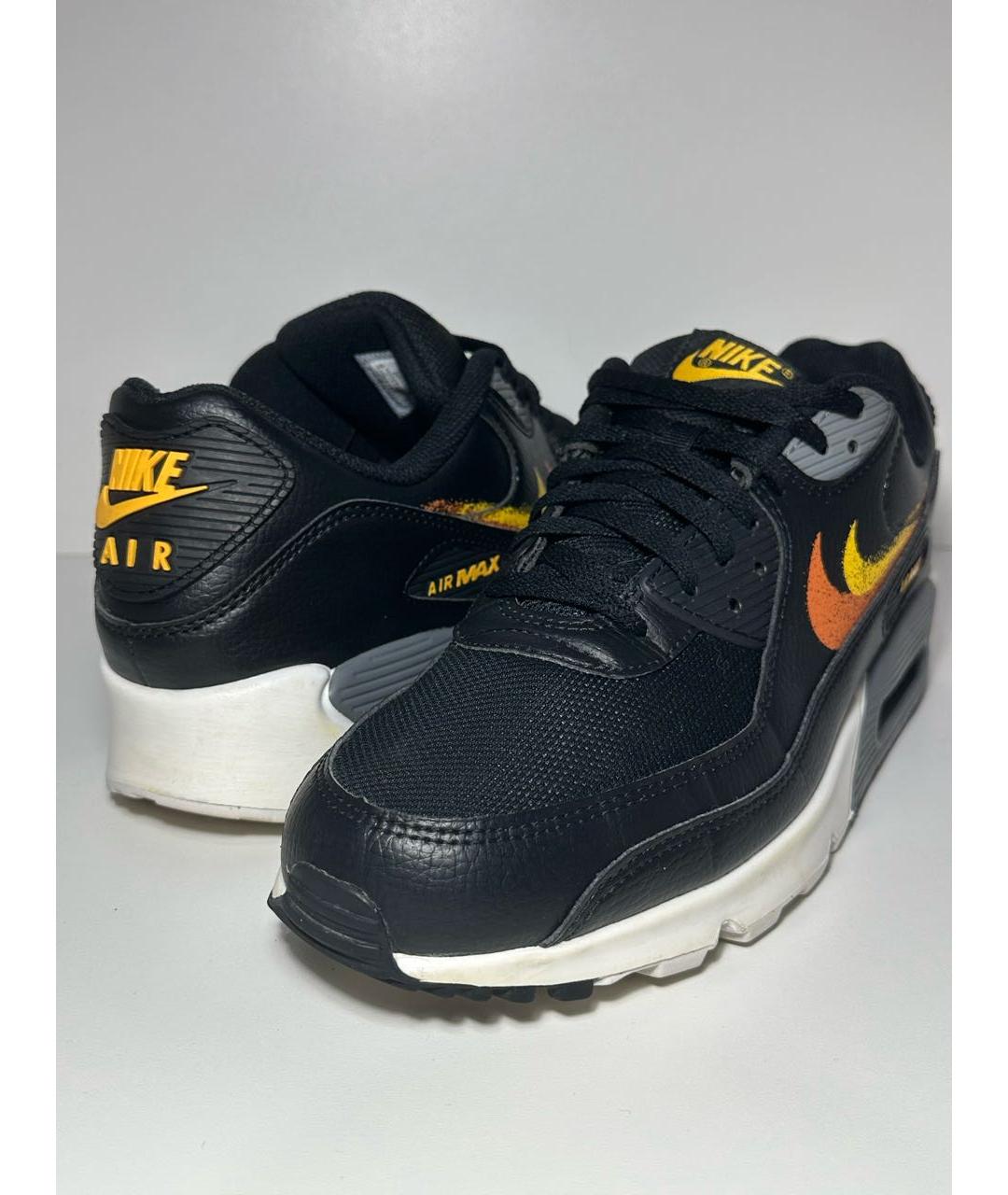 NIKE Черные кожаные низкие кроссовки / кеды, фото 6