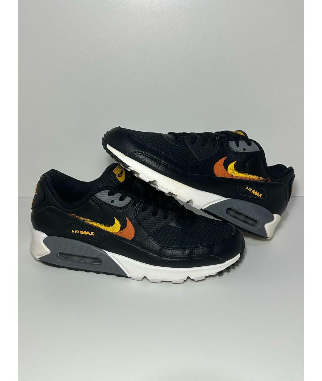 NIKE Черные кожаные низкие кроссовки / кеды, фото 5