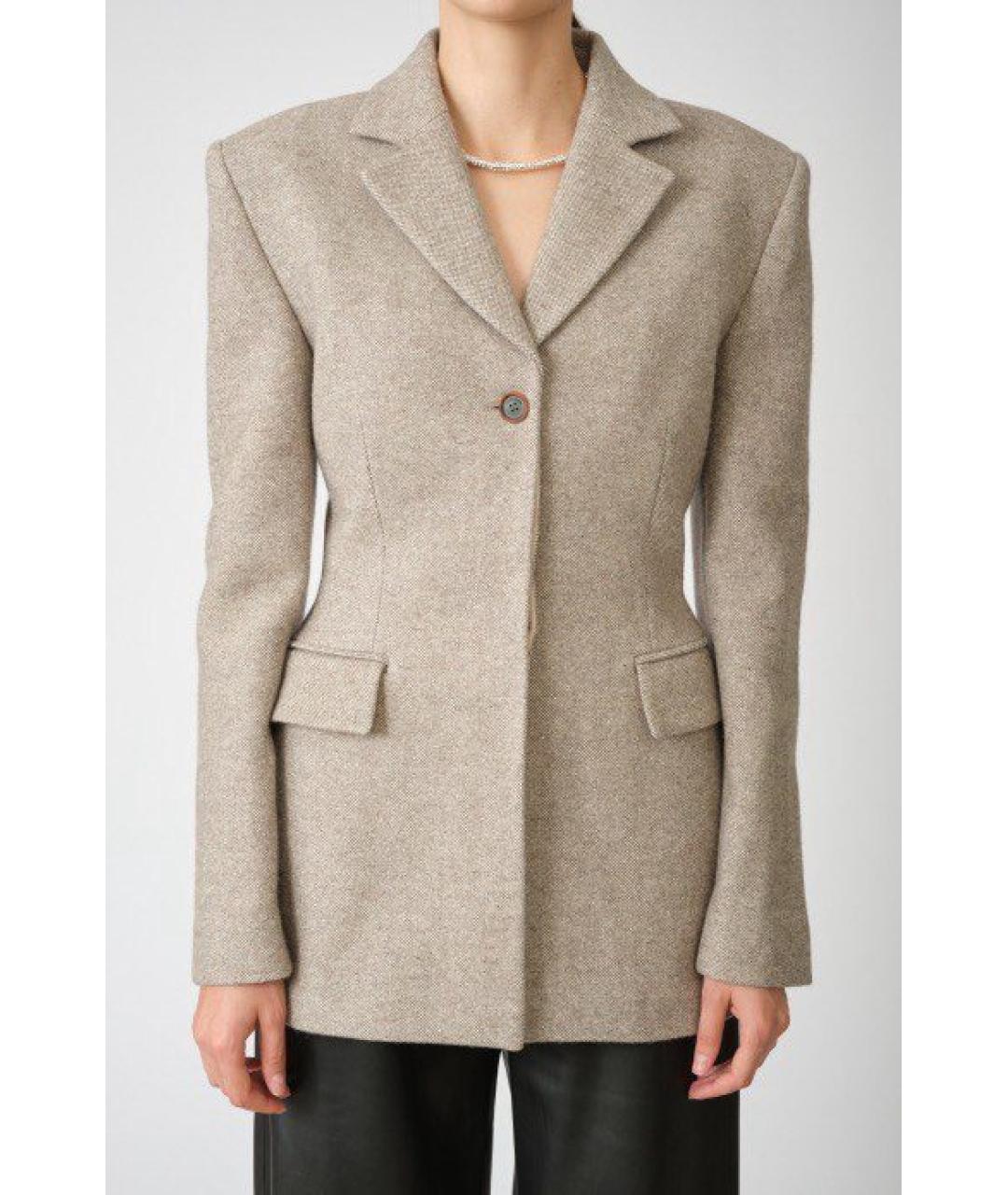 MAGDA BUTRYM Бежевый шерстяной жакет/пиджак, фото 7