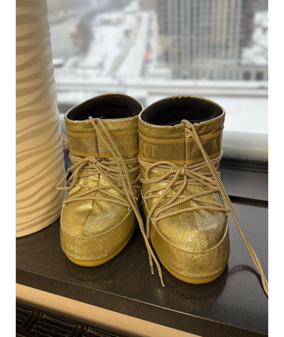 MOON BOOT Золотые ботинки, фото 3
