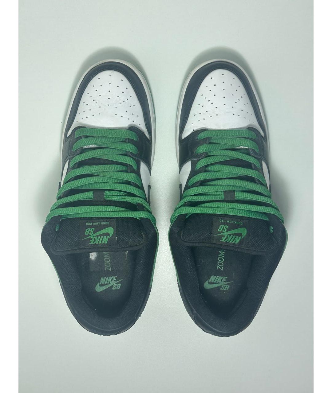 NIKE Зеленые кожаные низкие кроссовки / кеды, фото 3