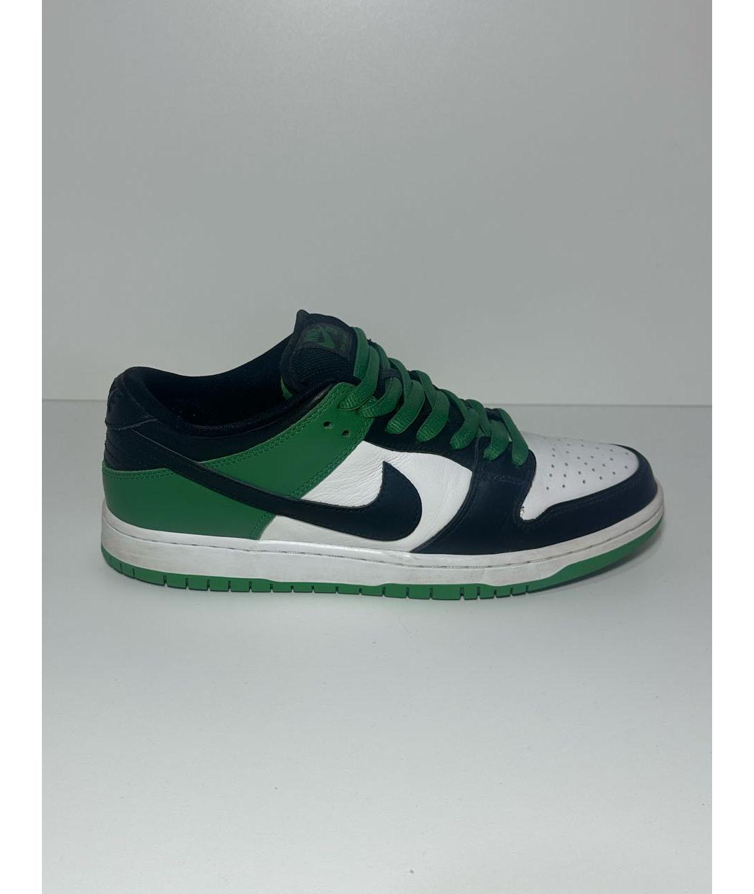 NIKE Зеленые кожаные низкие кроссовки / кеды, фото 9