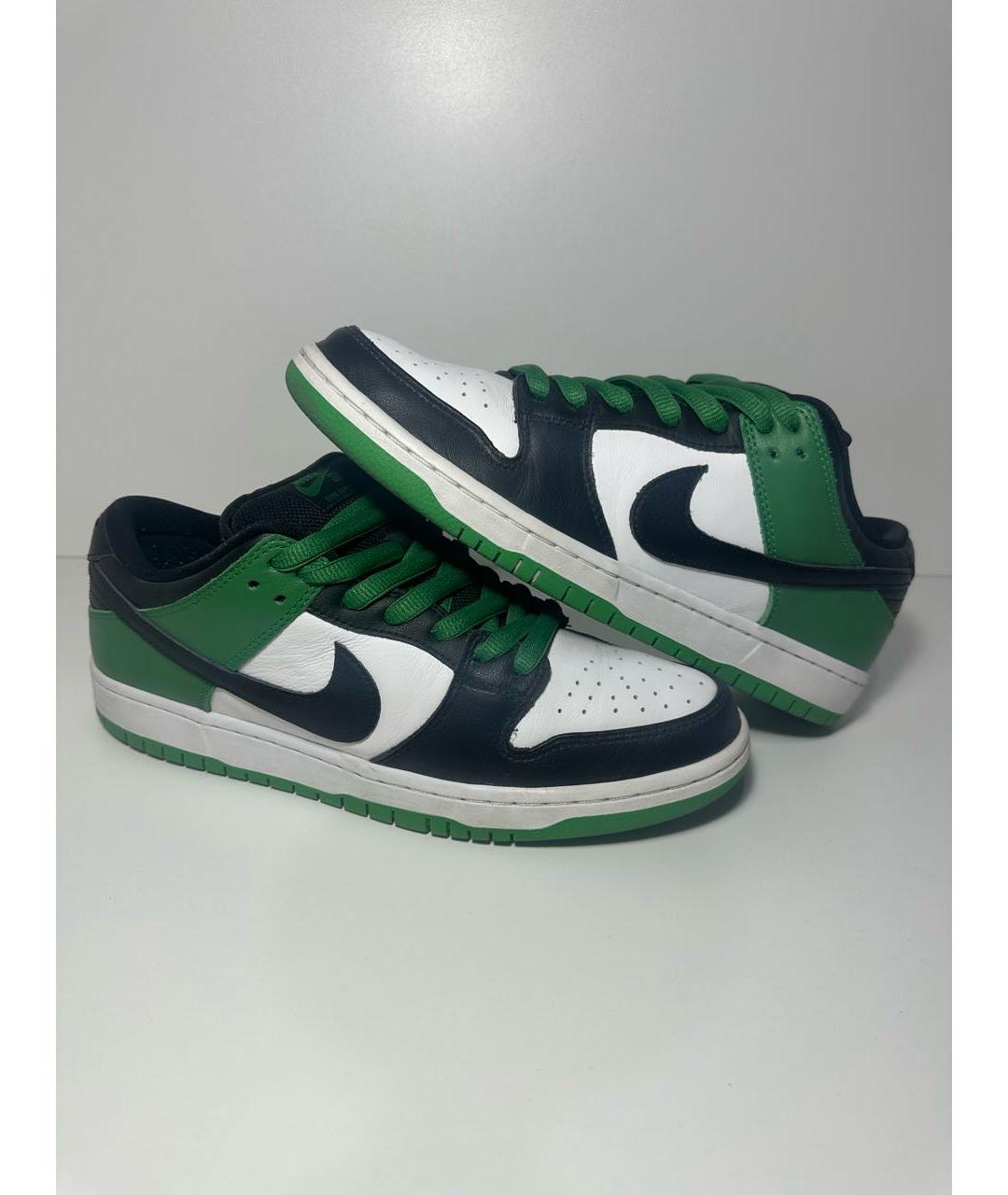 NIKE Зеленые кожаные низкие кроссовки / кеды, фото 6