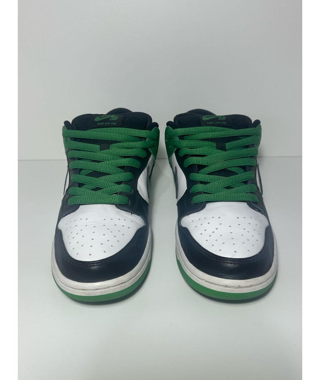 NIKE Зеленые кожаные низкие кроссовки / кеды, фото 2