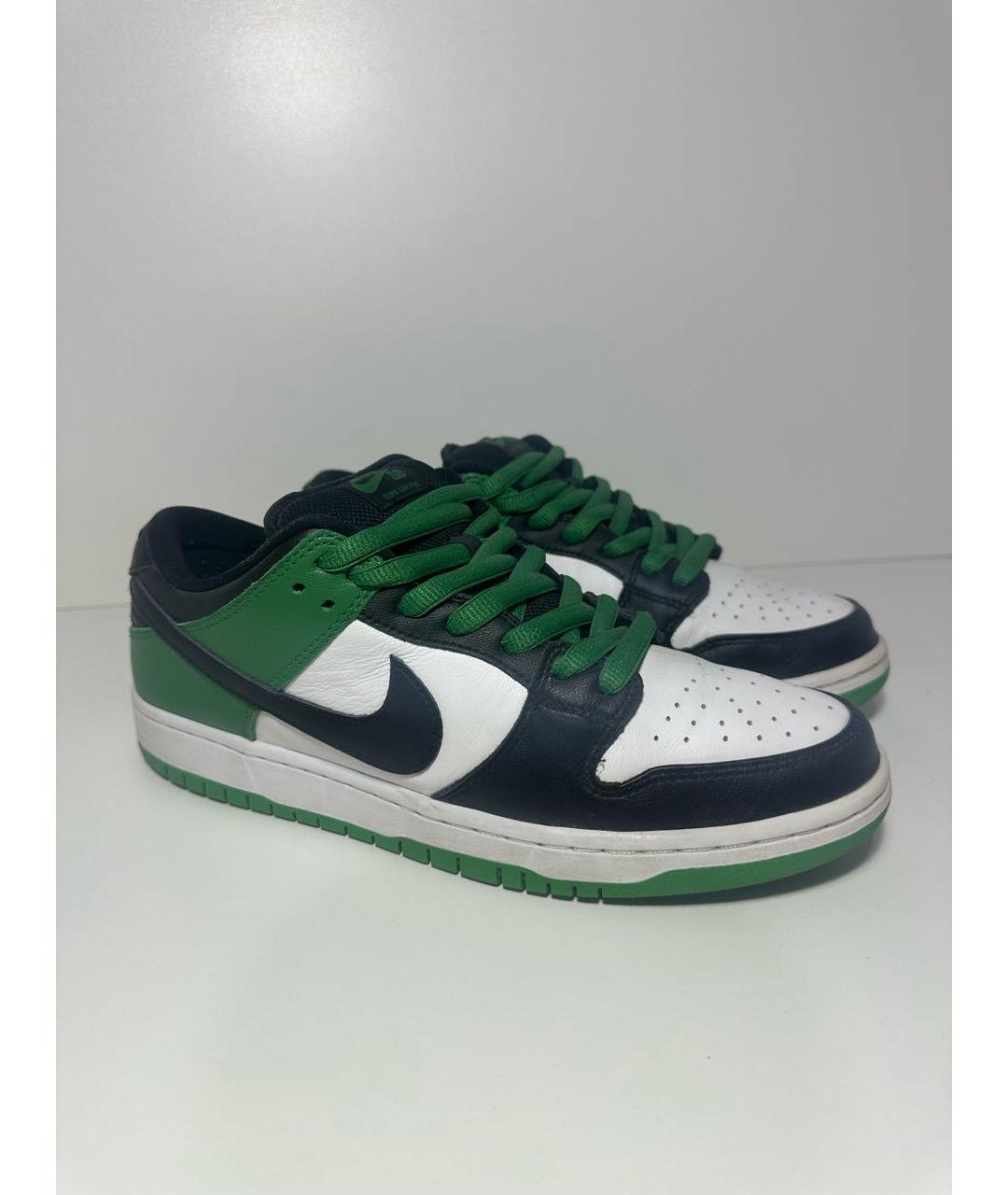 NIKE Зеленые кожаные низкие кроссовки / кеды, фото 5