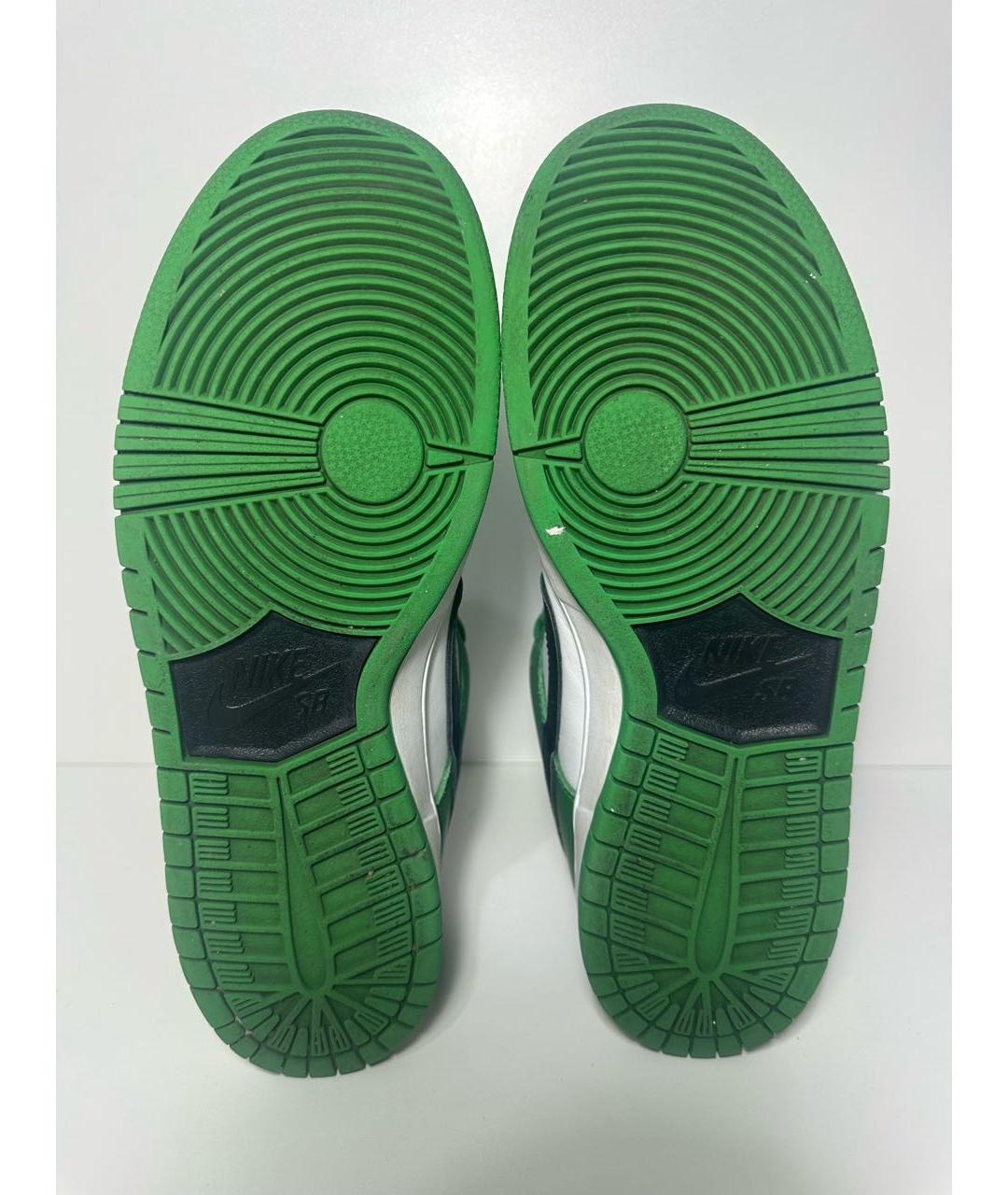 NIKE Зеленые кожаные низкие кроссовки / кеды, фото 8