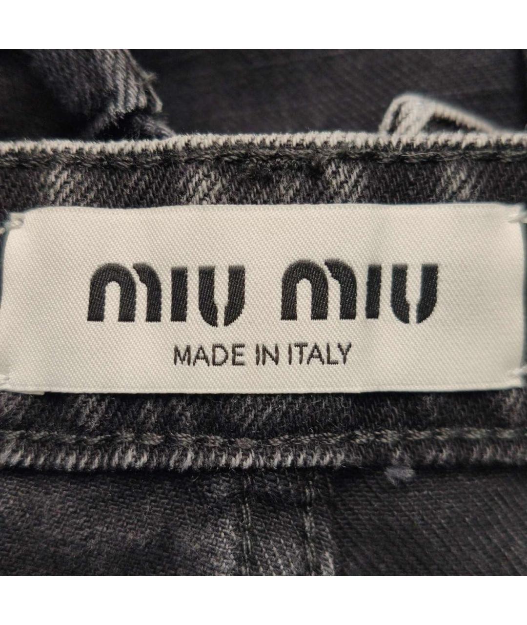 MIU MIU Черные хлопковые прямые джинсы, фото 4