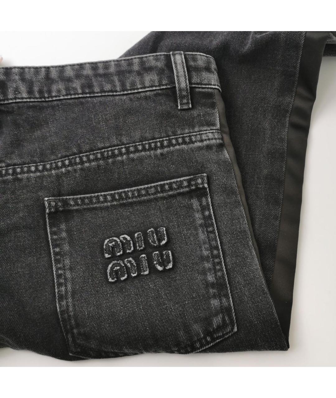 MIU MIU Черные хлопковые прямые джинсы, фото 3