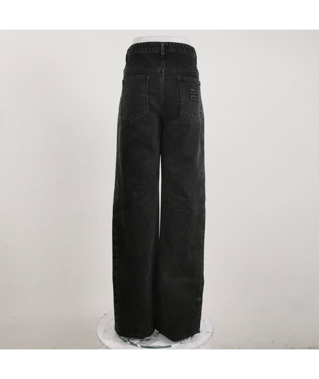 MIU MIU Черные хлопковые прямые джинсы, фото 2