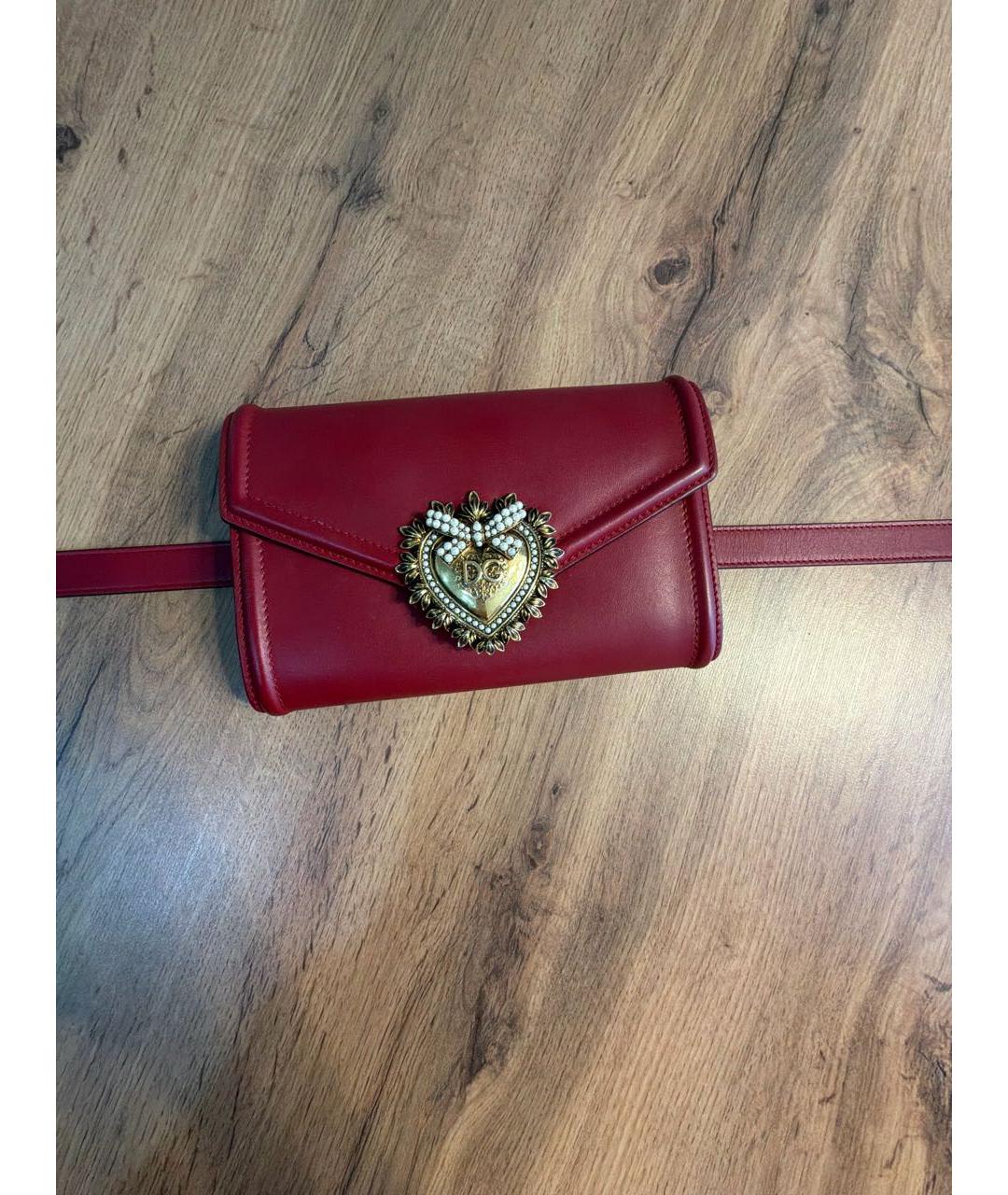 DOLCE&GABBANA Бордовая кожаная поясная сумка, фото 8