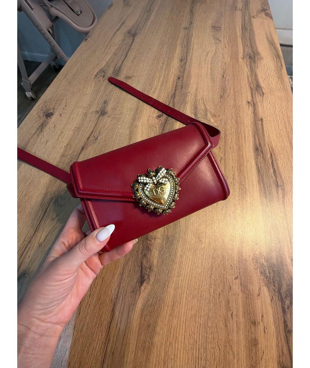 DOLCE&GABBANA Бордовая кожаная поясная сумка, фото 3