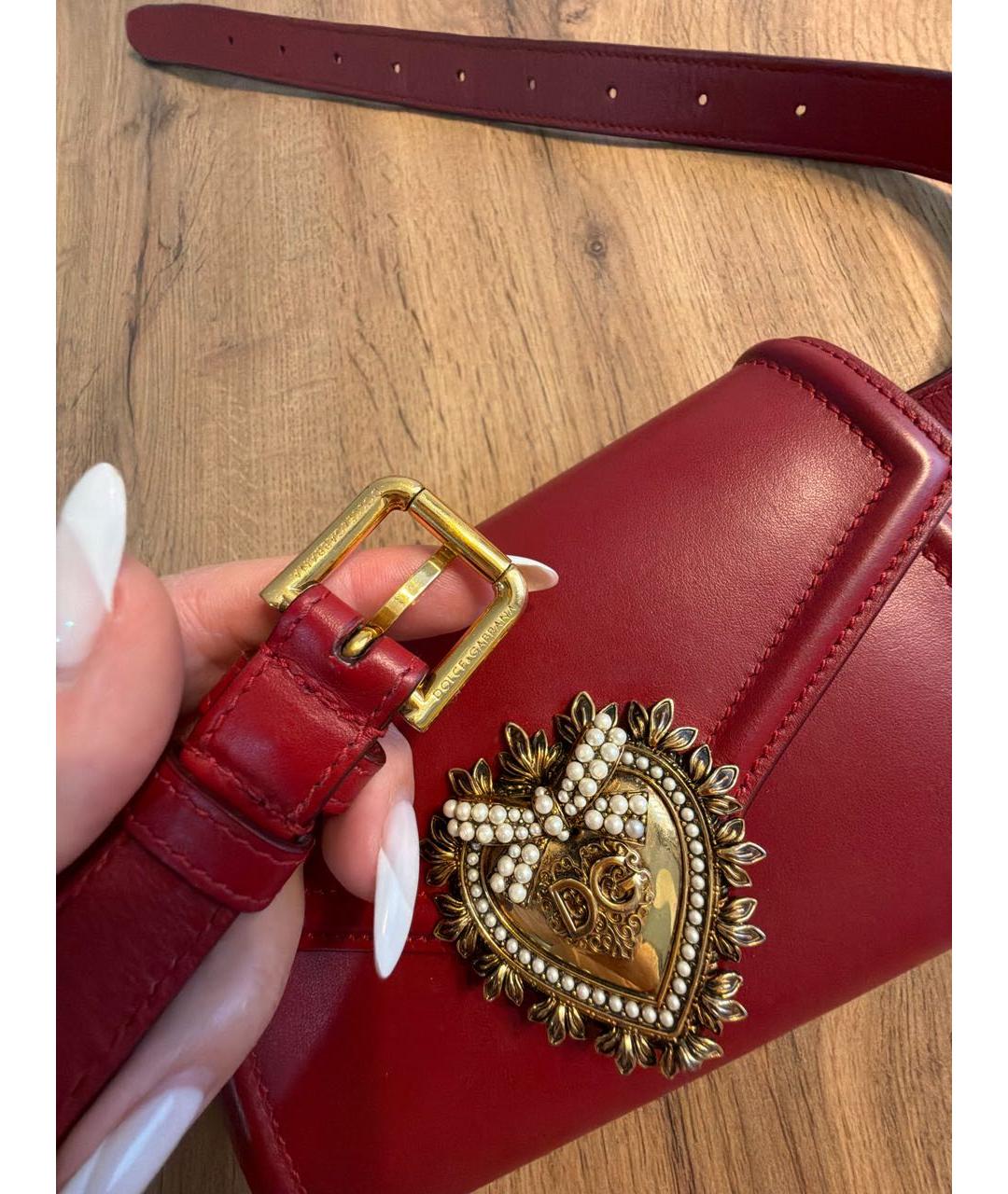 DOLCE&GABBANA Бордовая кожаная поясная сумка, фото 6