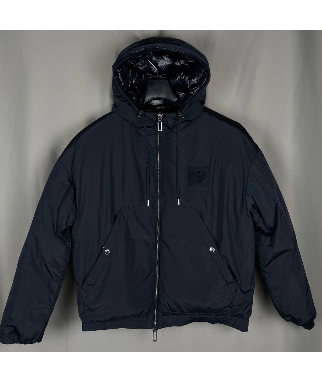 EMPORIO ARMANI Темно-синий полиэстеровый пуховик, фото 3