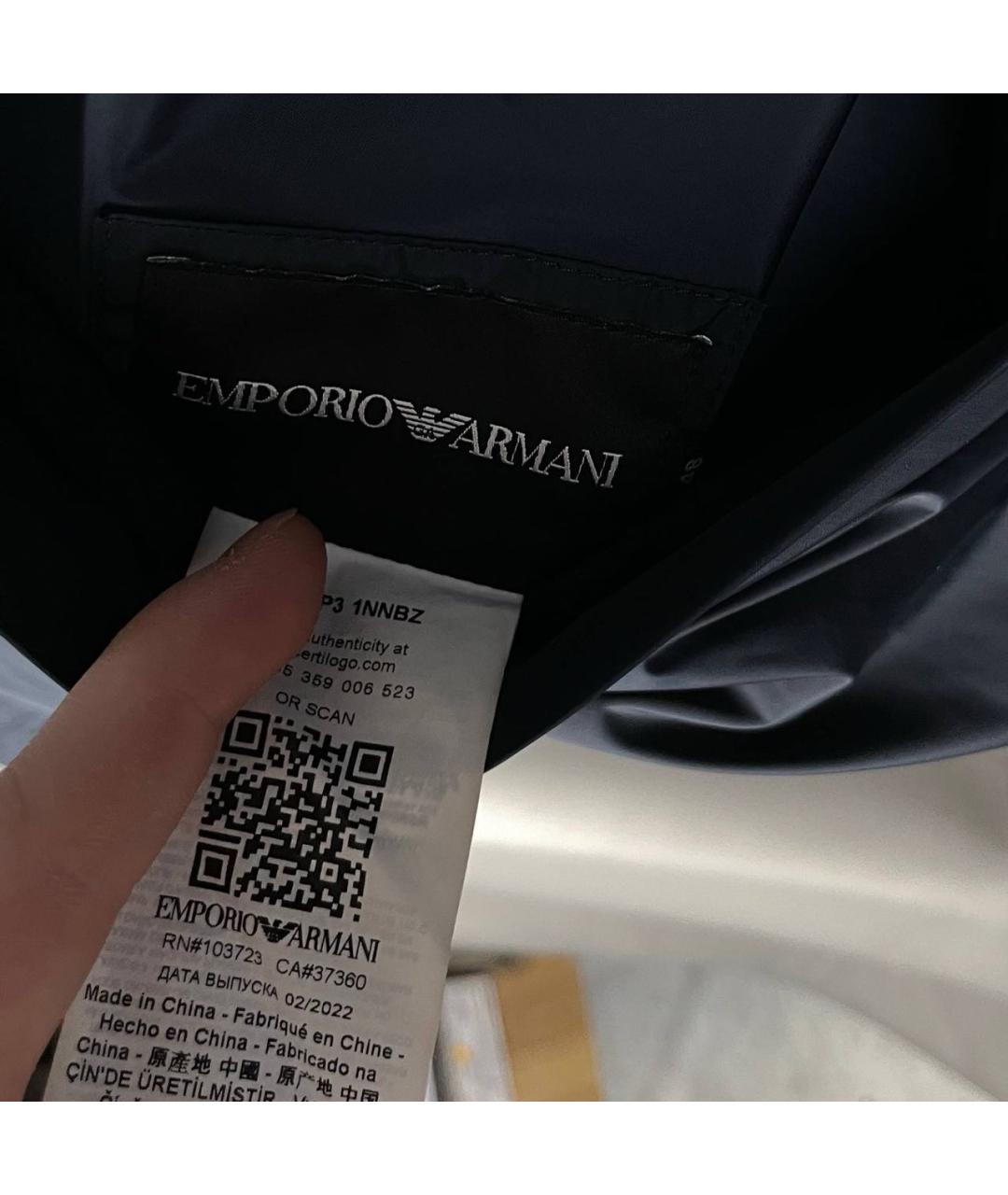 EMPORIO ARMANI Темно-синий полиэстеровый пуховик, фото 5