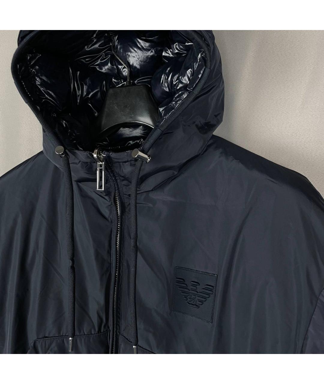 EMPORIO ARMANI Темно-синий полиэстеровый пуховик, фото 4