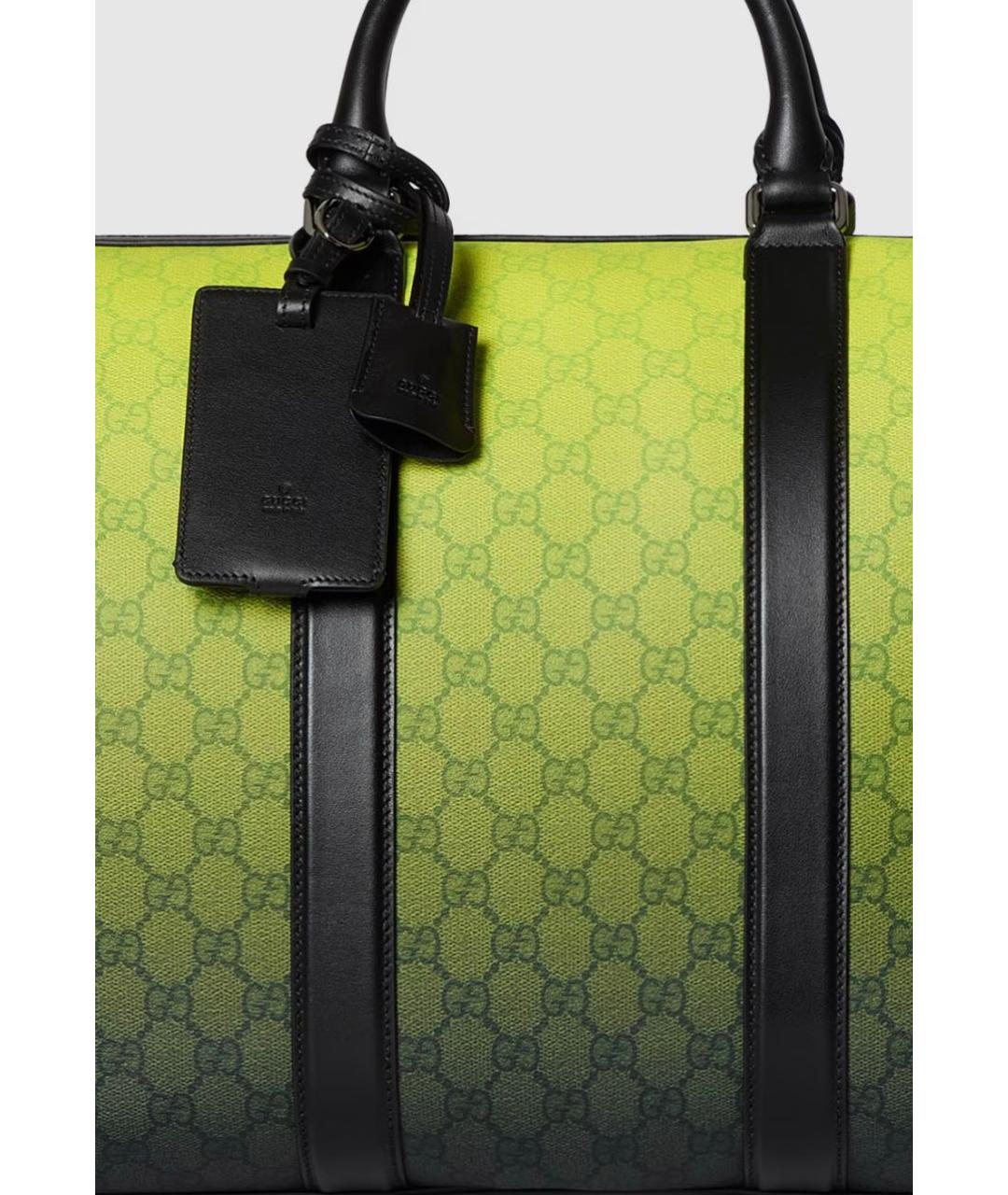 GUCCI Салатовая кожаная дорожная/спортивная сумка, фото 2