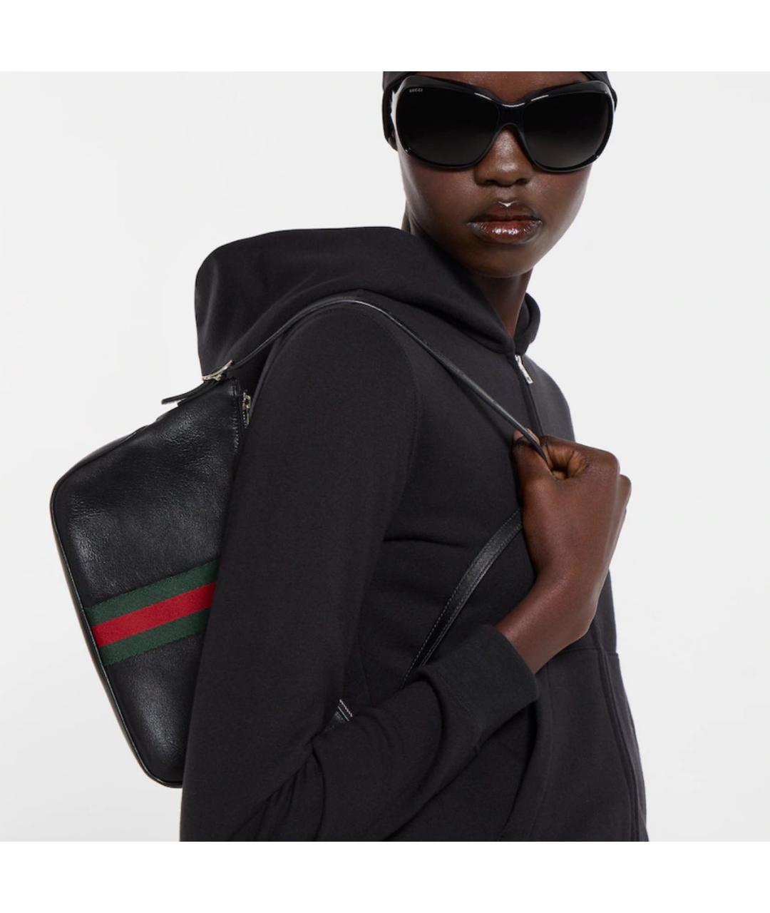 GUCCI Черная кожаная сумка с короткими ручками, фото 3